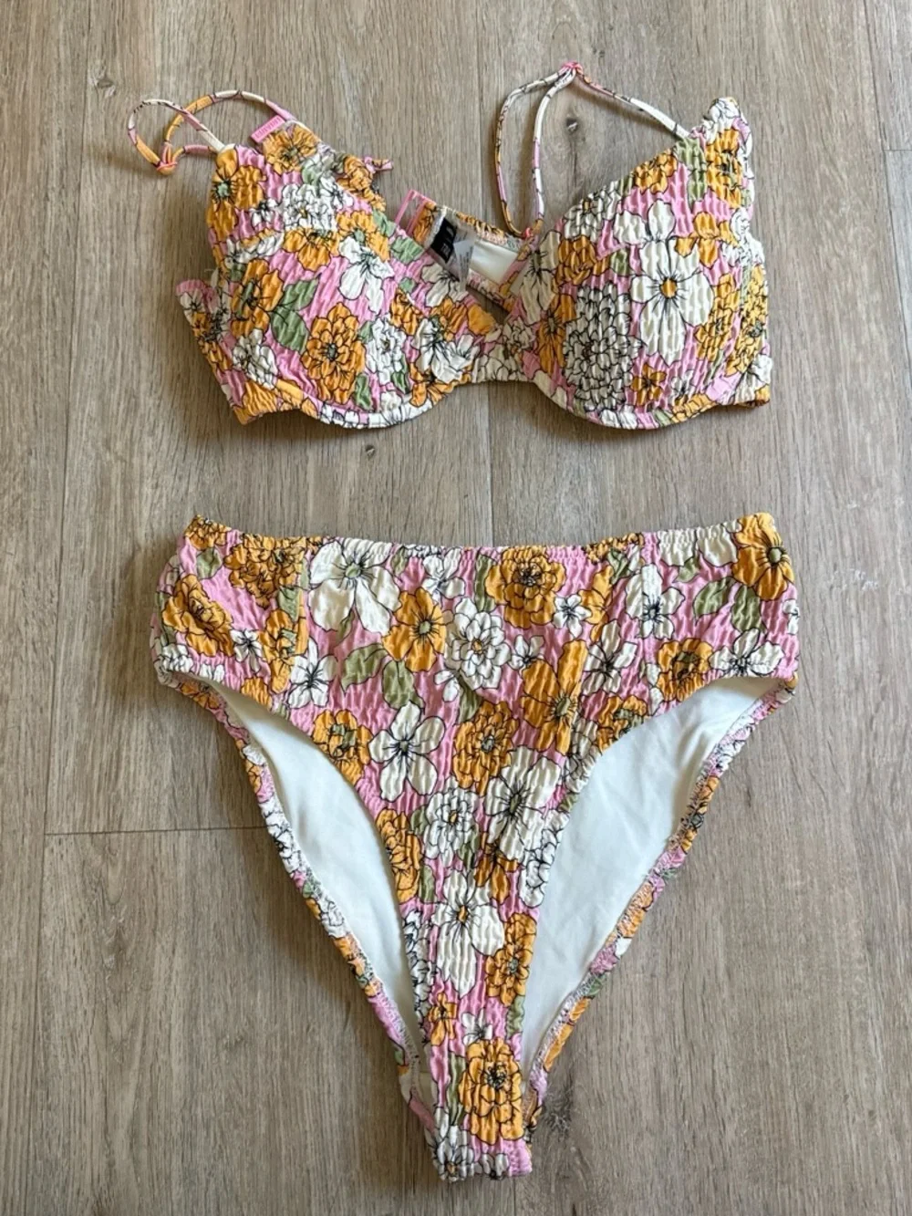 triangl swimwear Pink Yellow Floral Bikini Set Medium